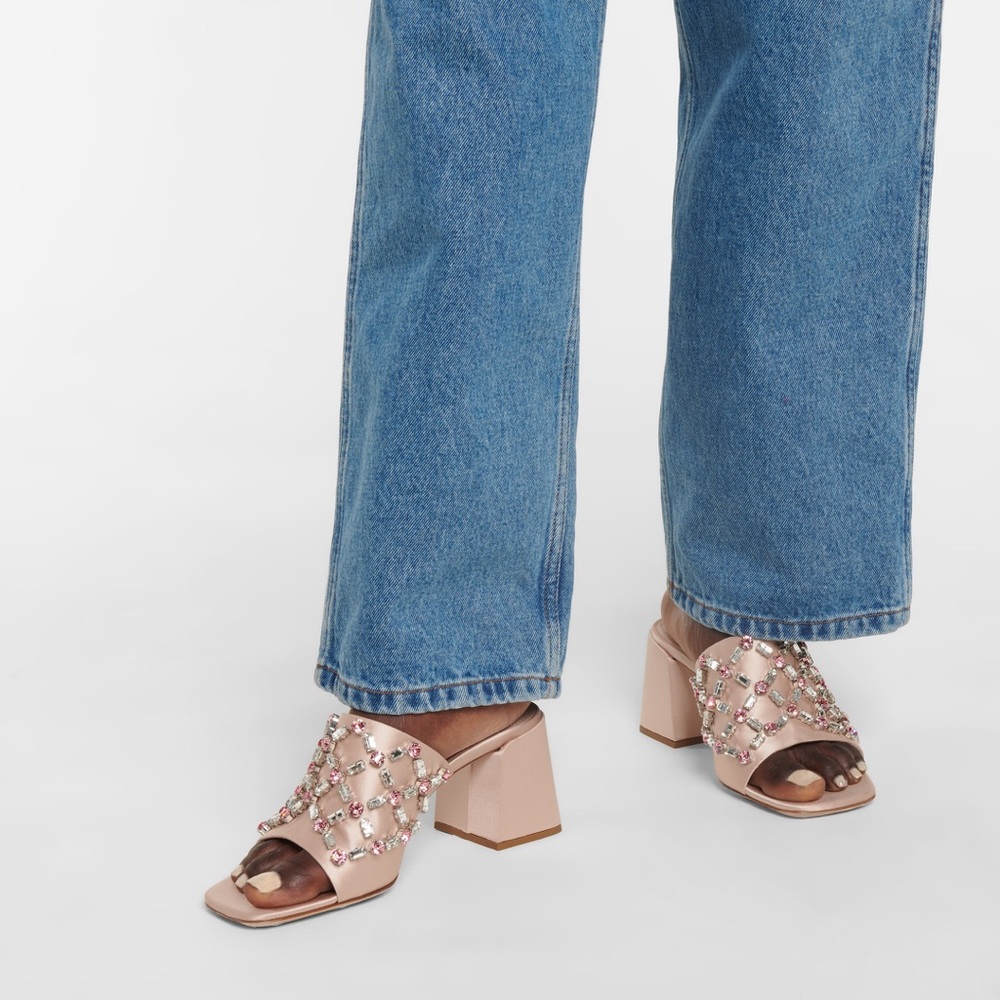 NWT Miu Miu Pink Crystal Embellished Mules platform 36 - Picture 3 of 6